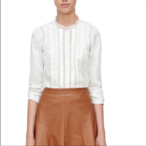 Rebecca Taylor Tops - Rebecca Taylor White Poplin Lace cotton top 10